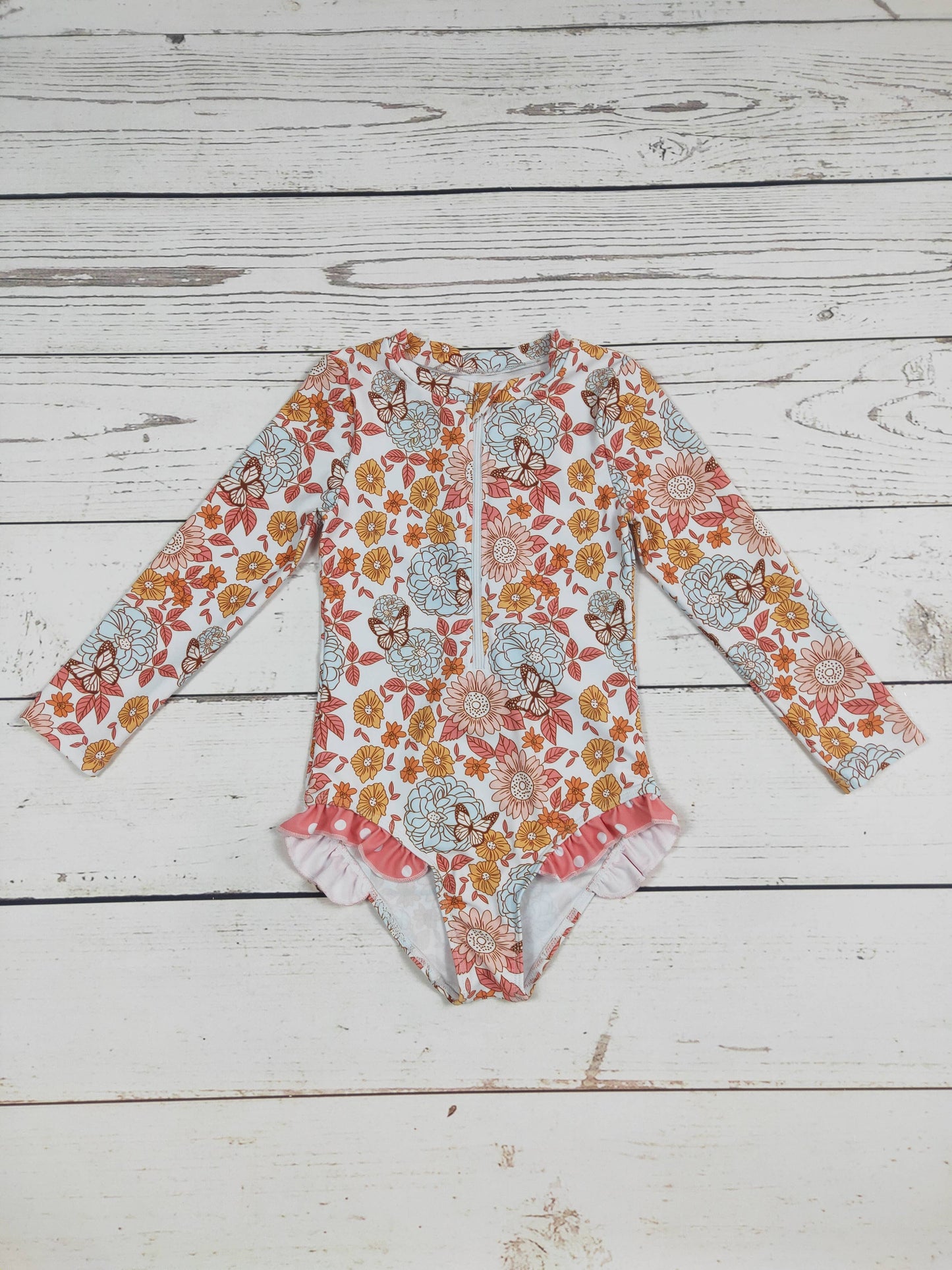 Flower Printed With Butterfly Summer Swimwear
