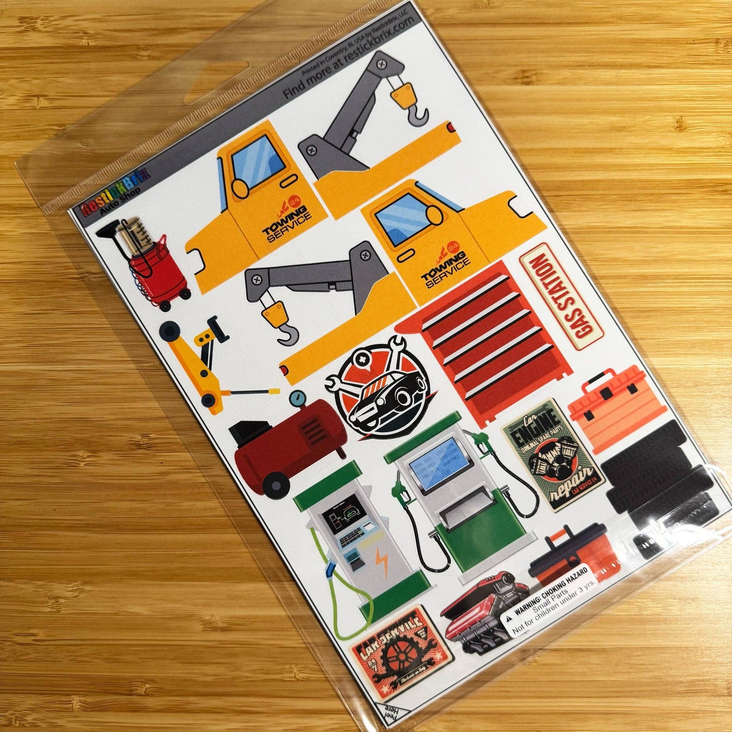 Reusable Decals for Magnetic Tiles & Bricks - Auto Shop