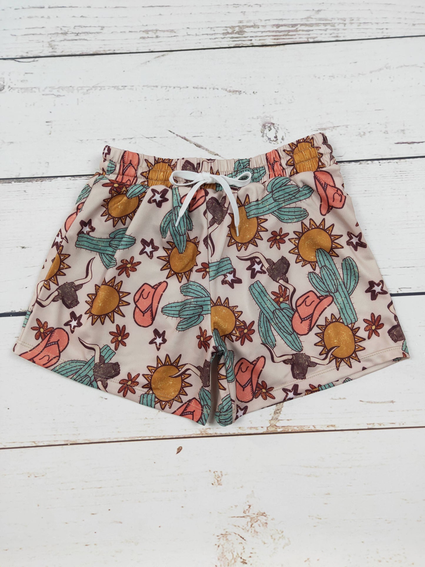 Western Printed Boys Beach Shorts