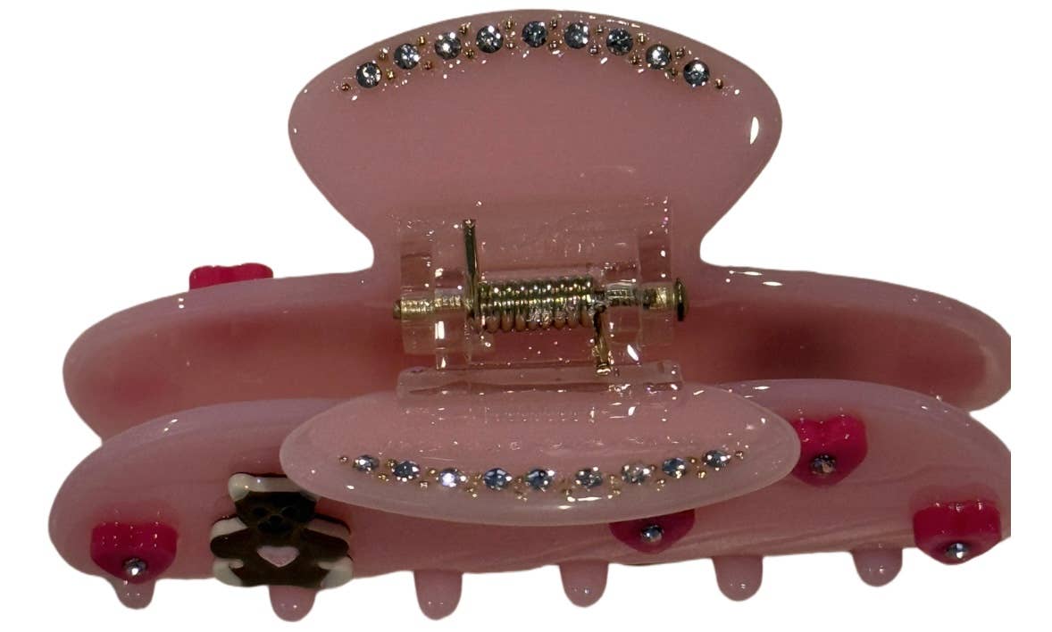 Gorgeous pink teddy bear hair clip