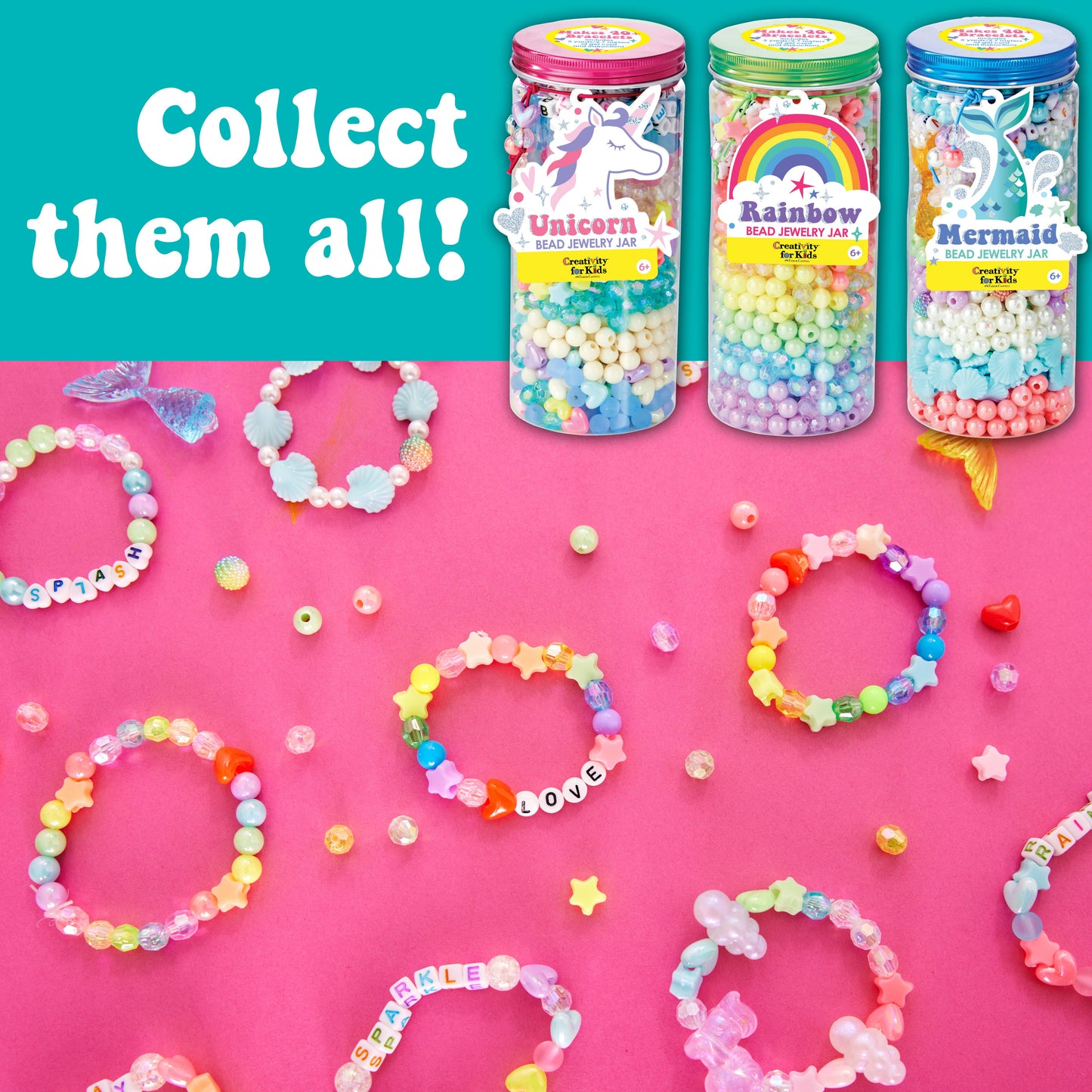Bead Jewelry Jar Mermaid - DIY Bracelet Craft Kit for Kids