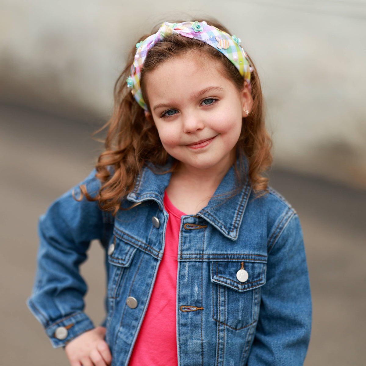 Easter Knotted Headband - Plaid Knot Hair Band for Kids Girls
