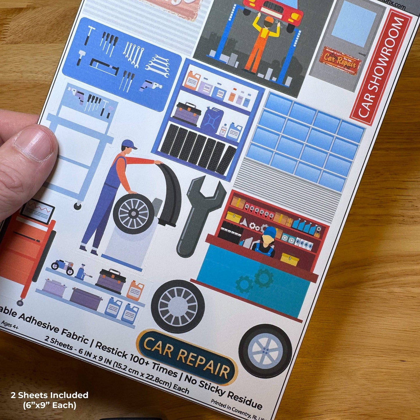 Reusable Decals for Magnetic Tiles & Bricks - Auto Shop