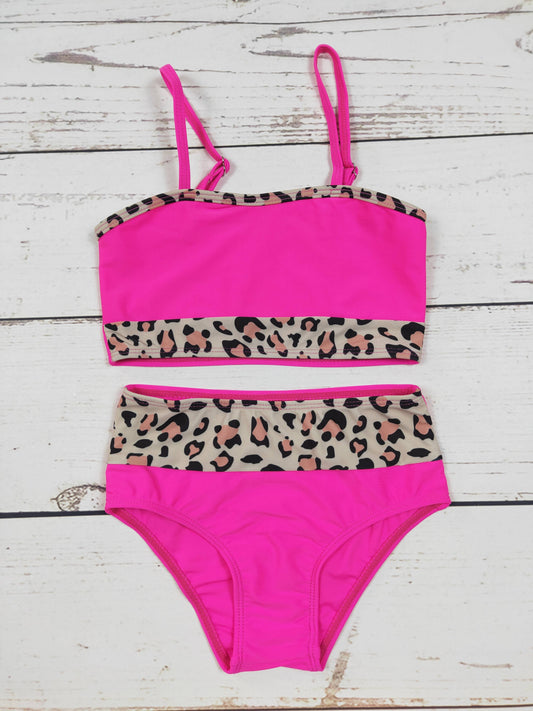 Cheetah Two Piece Girls Summer Swim Set
