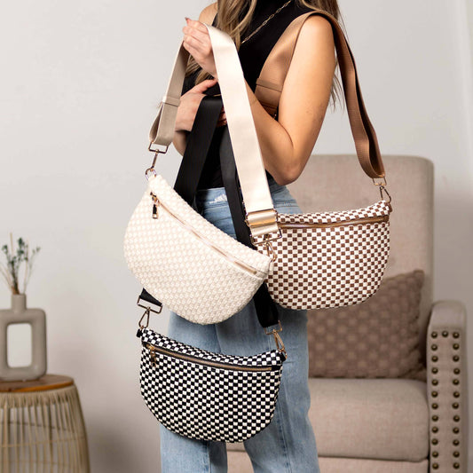Bag Woven Checkered Crossbody Sling Bag