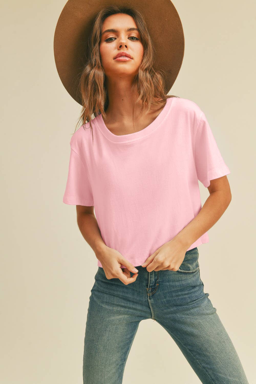 TSTW1003WS Premium Garment Washed Blank Boxy Crop Tee