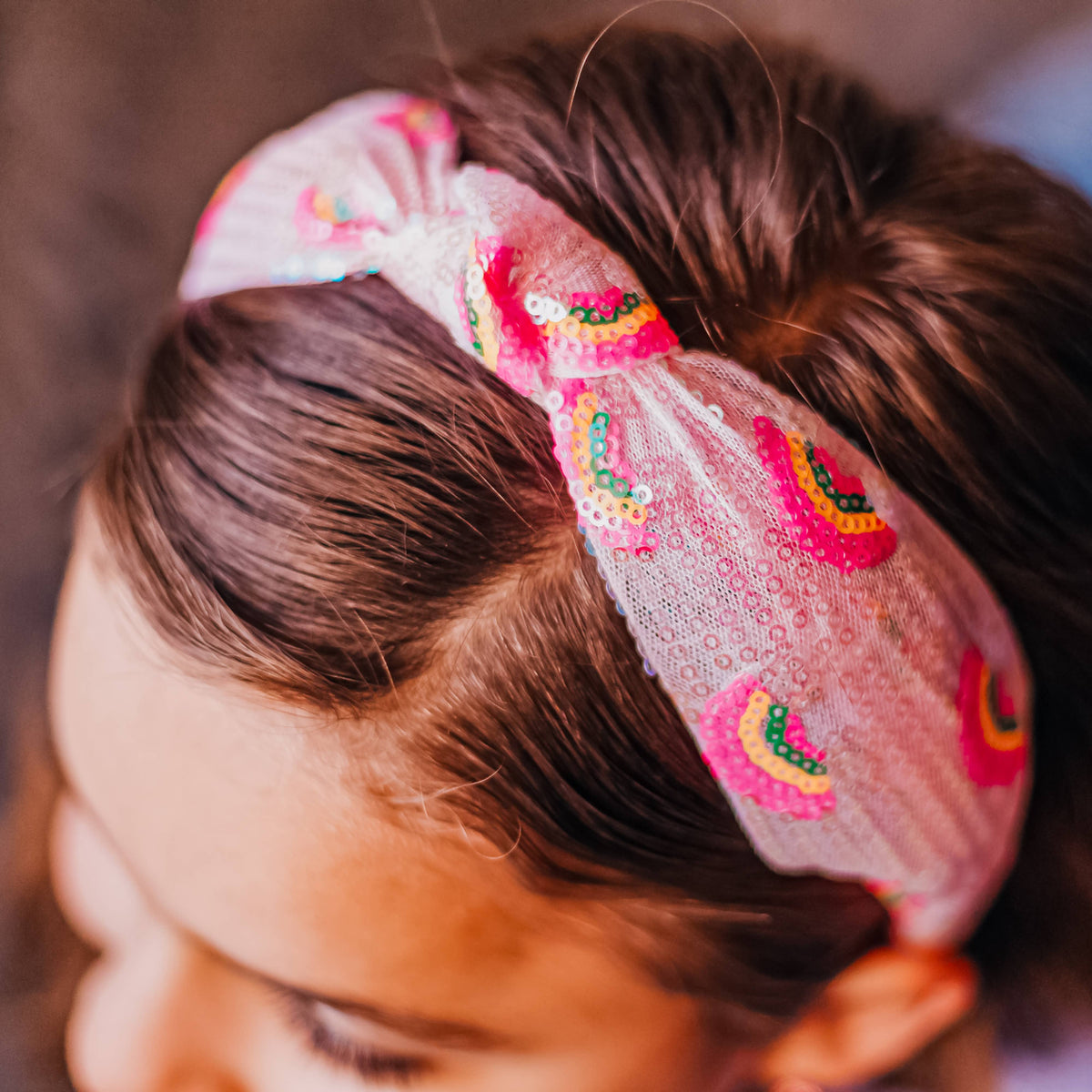 Kids Sequin Knot Headband - Rainbow