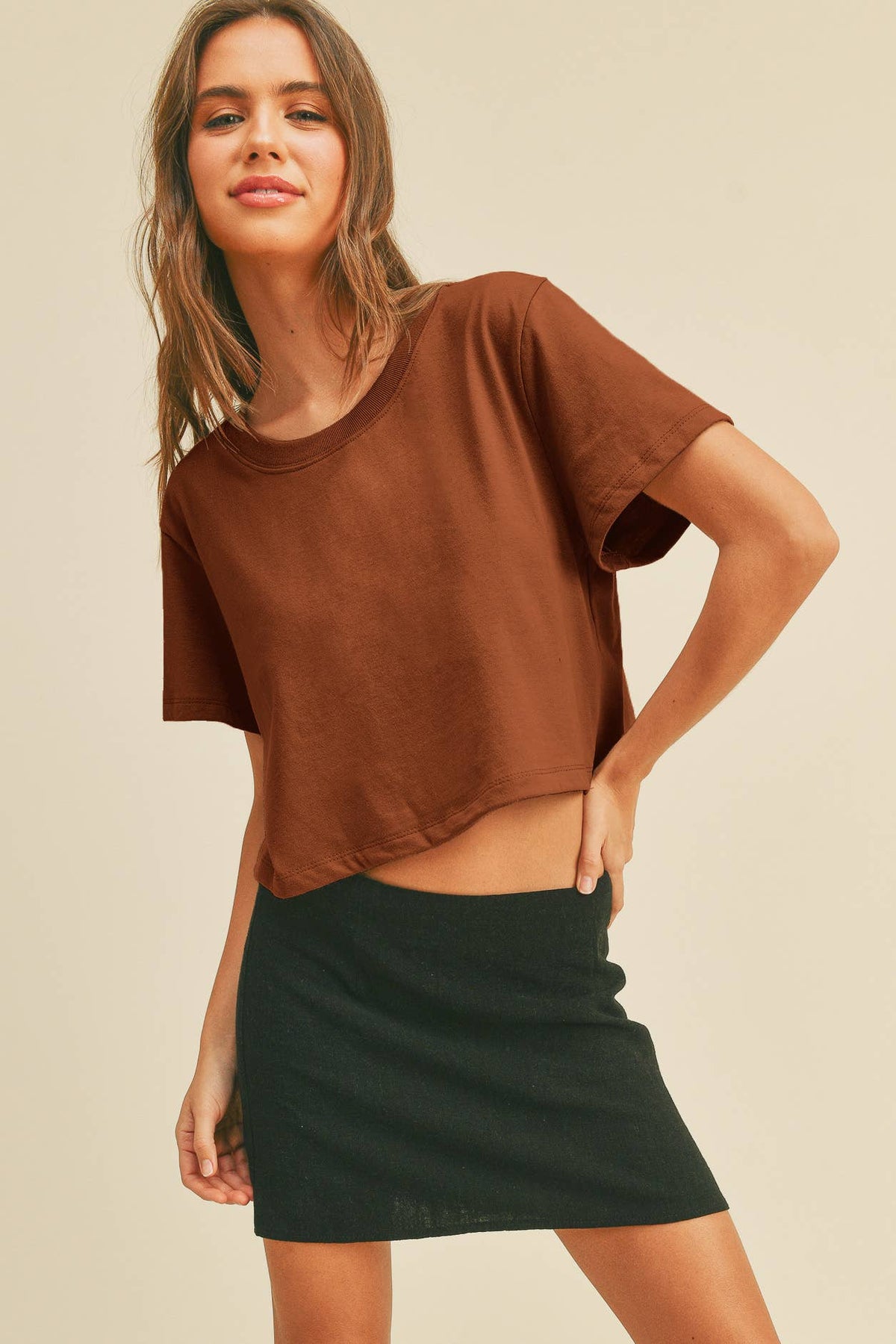 TSTW1003WS Premium Garment Washed Blank Boxy Crop Tee
