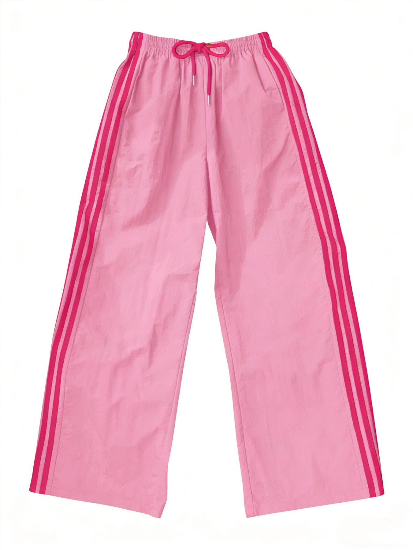 Drawstring track pants color-block striped wide-leg pants