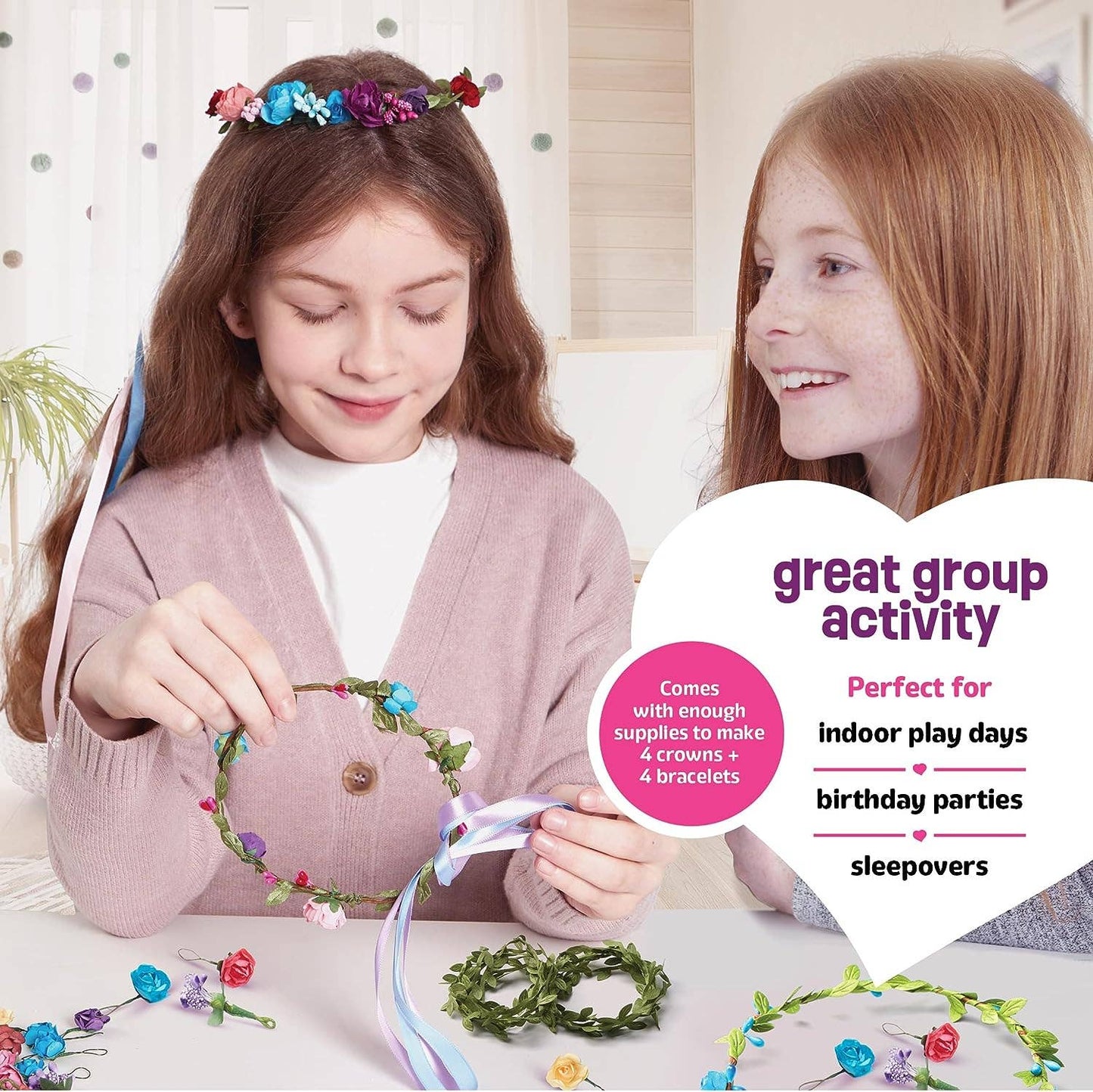 Flower Crowns & Bracelet Making Kit for Girls