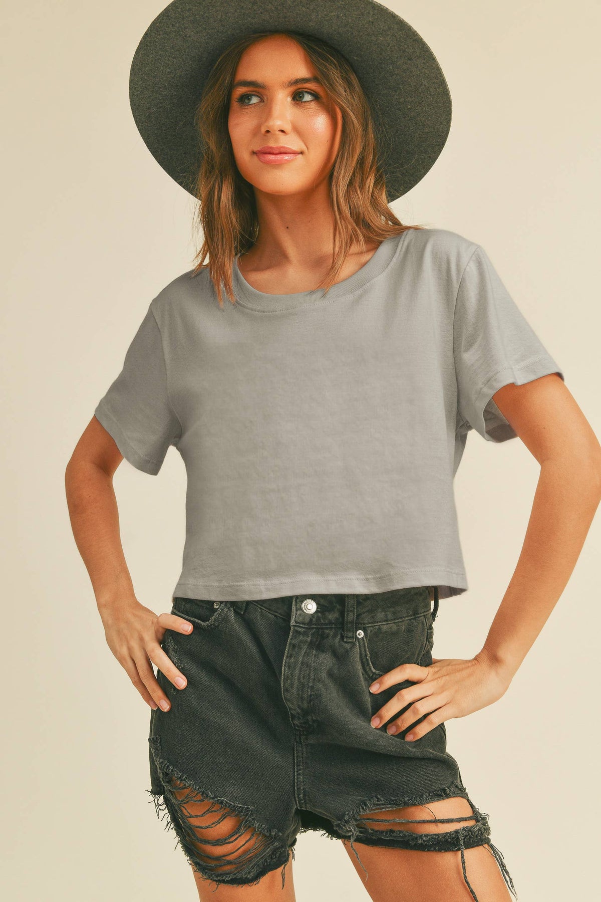 TSTW1003WS Premium Garment Washed Blank Boxy Crop Tee