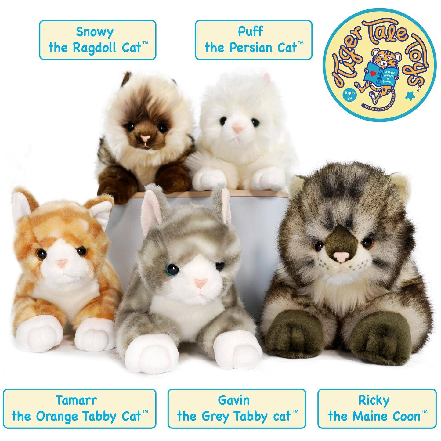 Snowy The Ragdoll Cat | 12 Inch Stuffed Animal Plush | By TigerHart Toys