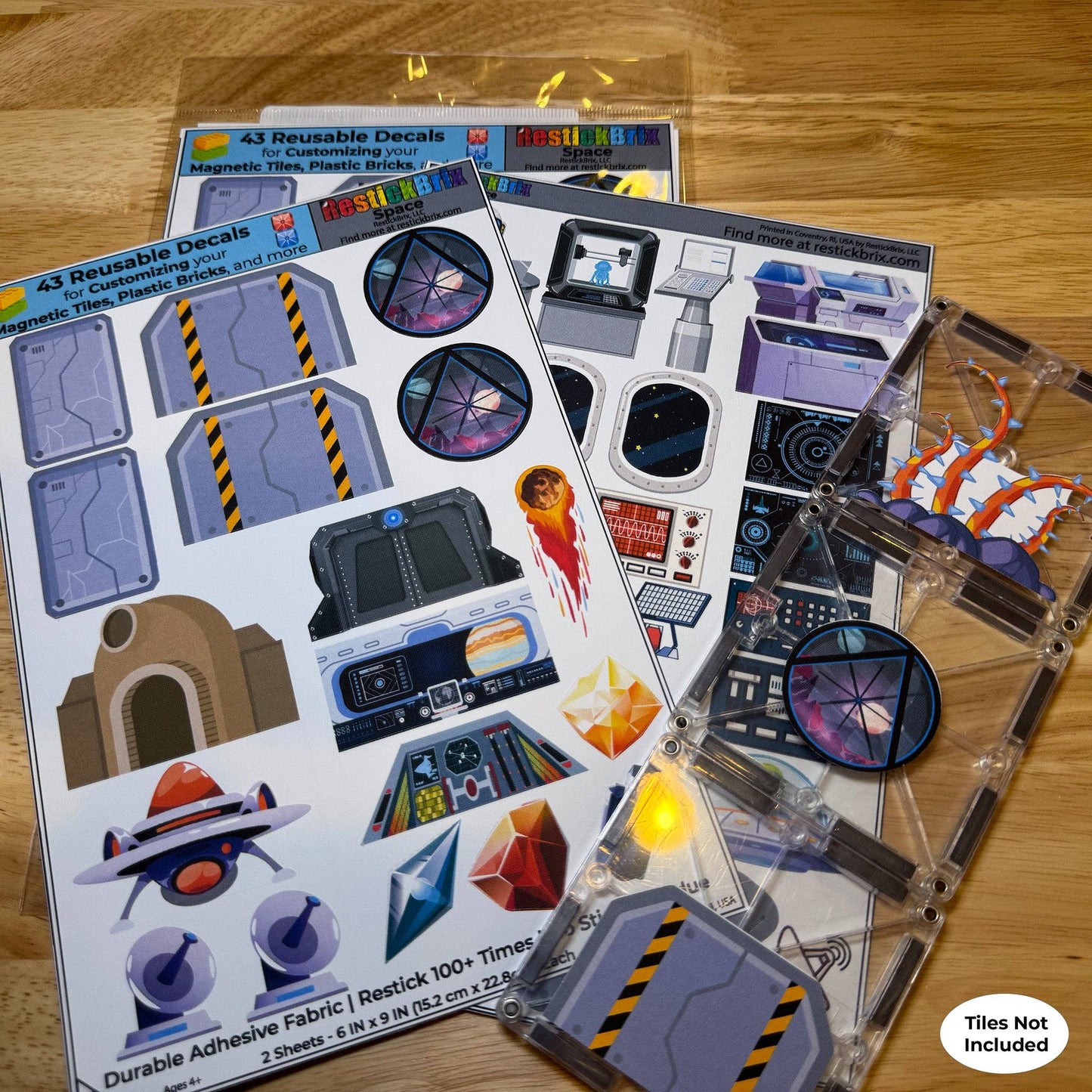 Reusable Decals for Magnetic Tiles & Bricks - Space