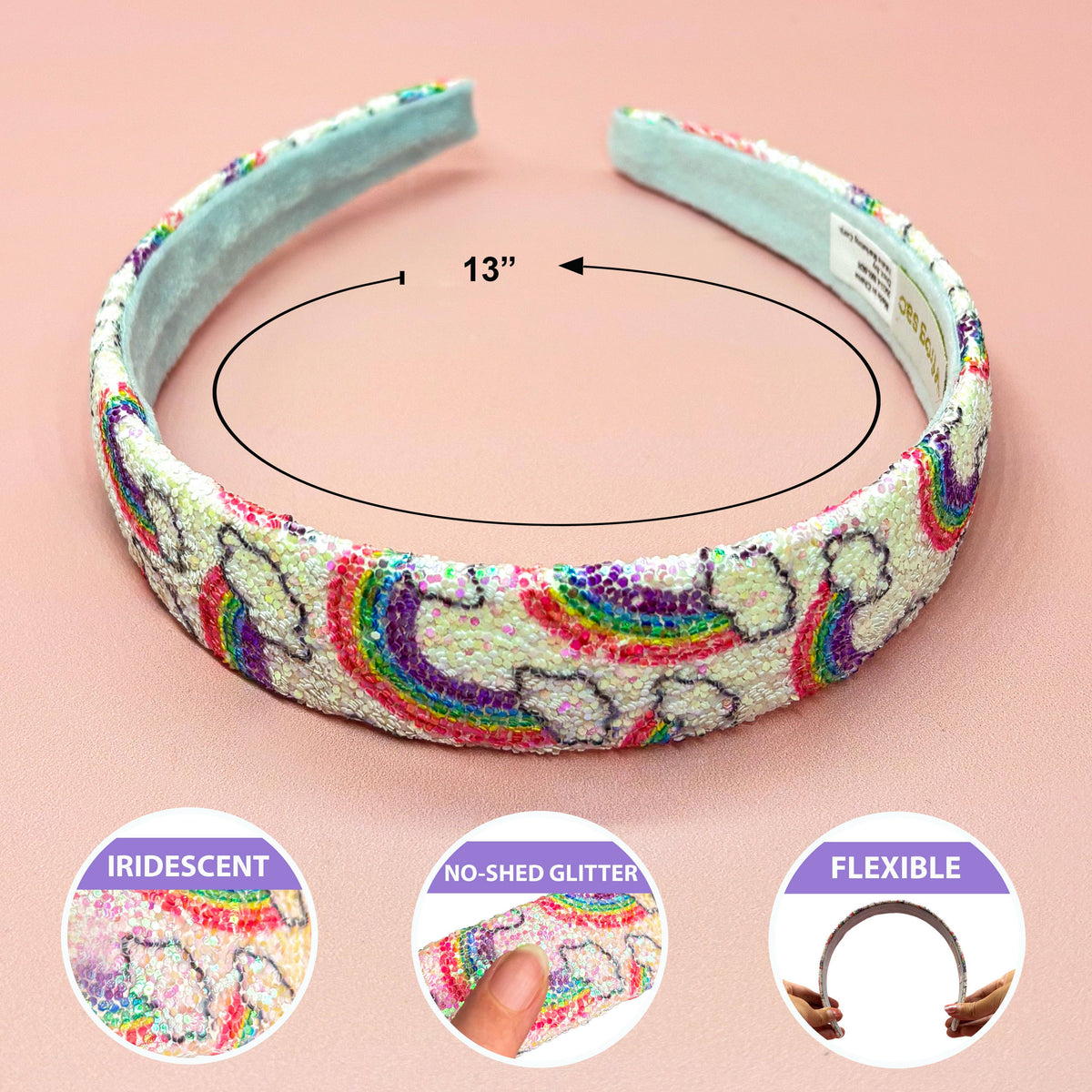Rainbow Glitter Headband - Kids Hair Accessories