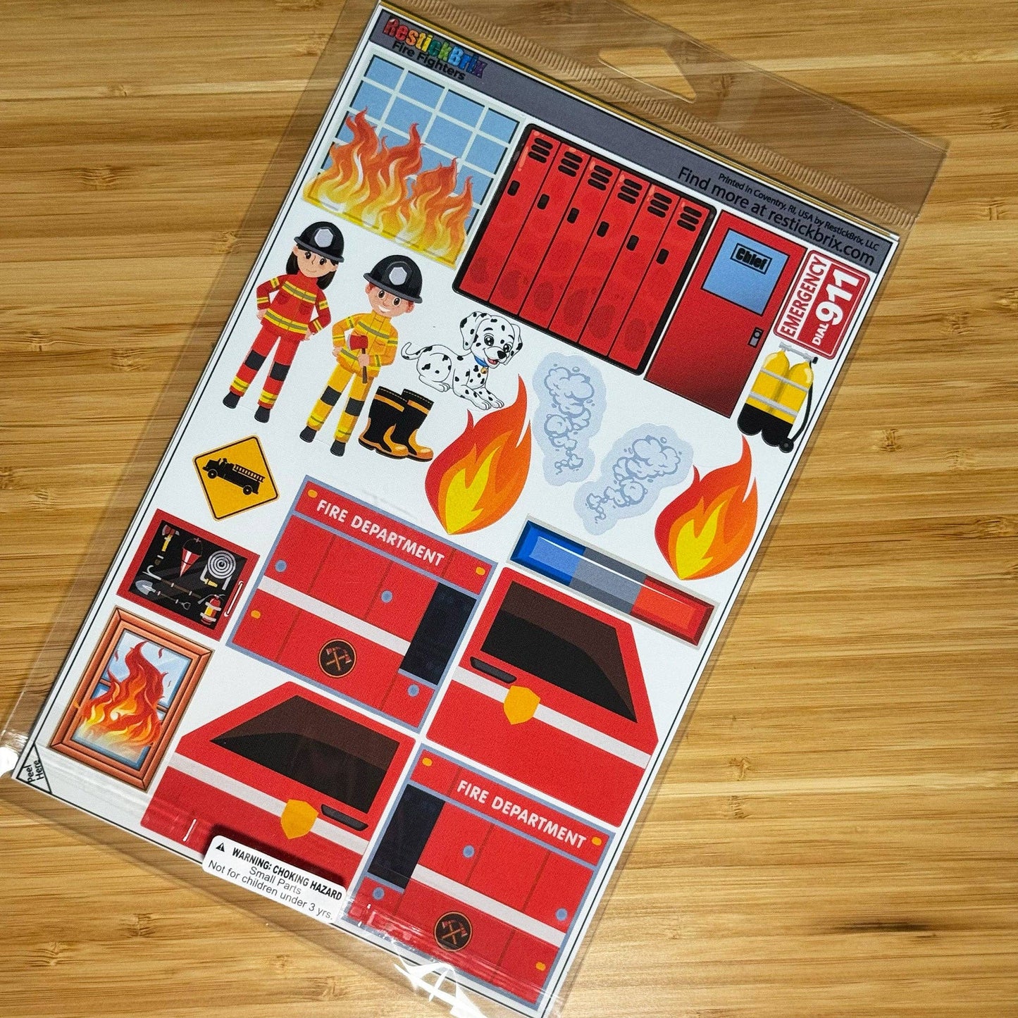 Reusable Decals for Magnetic Tiles & Bricks - Fire Fighters