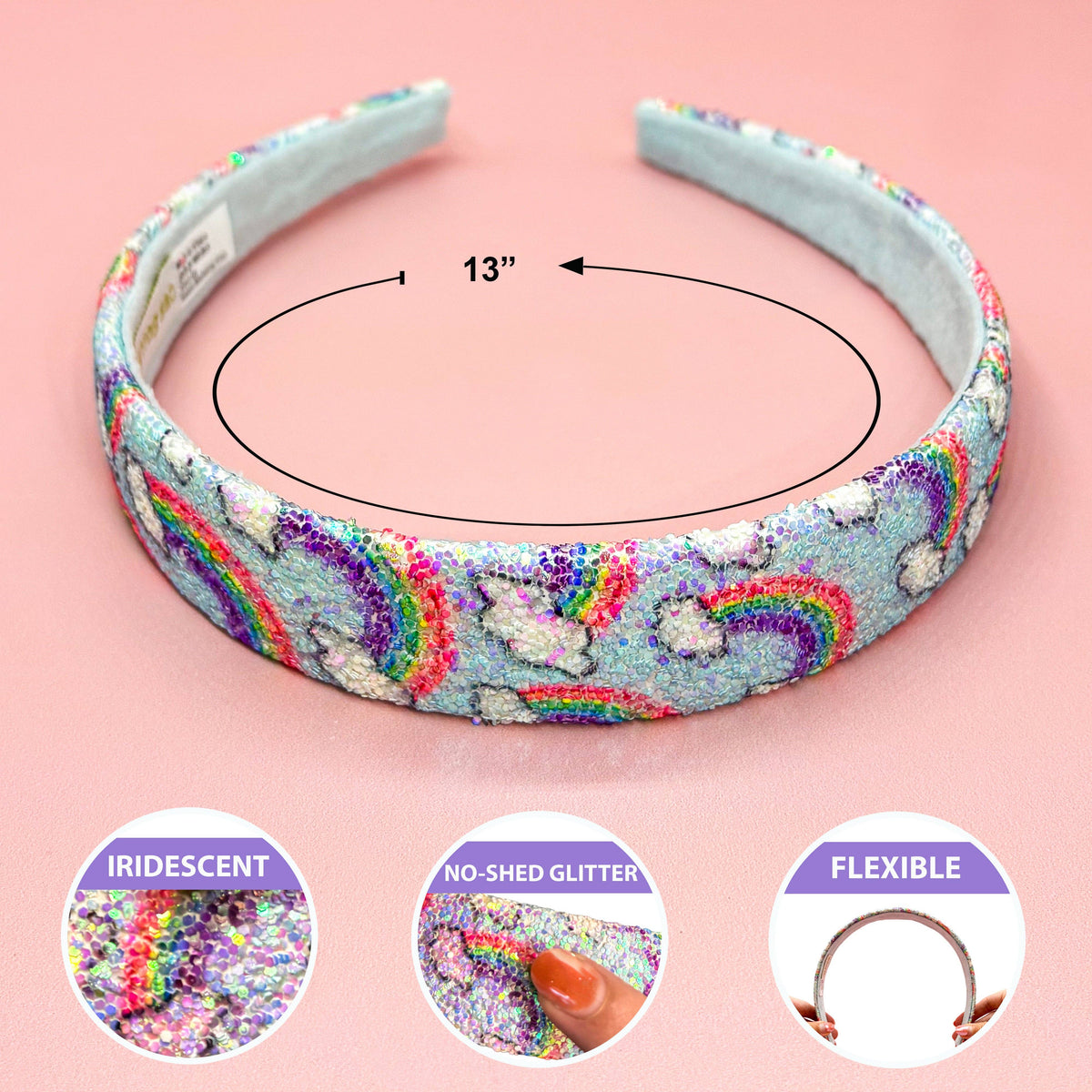 Rainbow Glitter Headband - Kids Hair Accessories