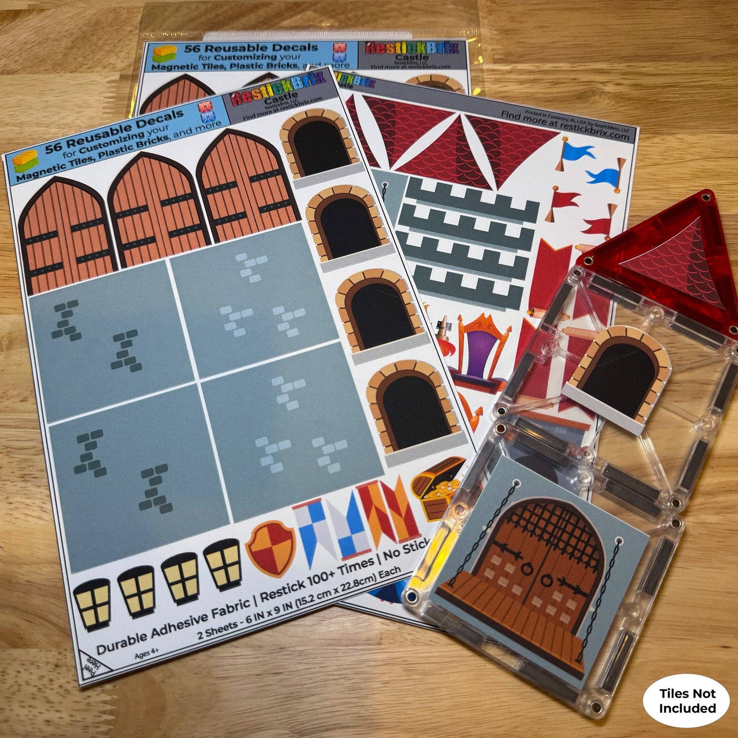 Reusable Decals for Magnetic Tiles & Bricks - Castle
