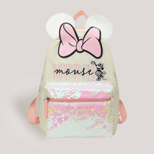 Cute Minnie Mouse Bow Sequin Girls Backpack Lightweight and Durable