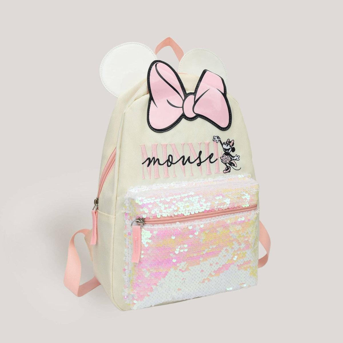Cute Minnie Mouse Bow Sequin Girls Backpack Lightweight and Durable