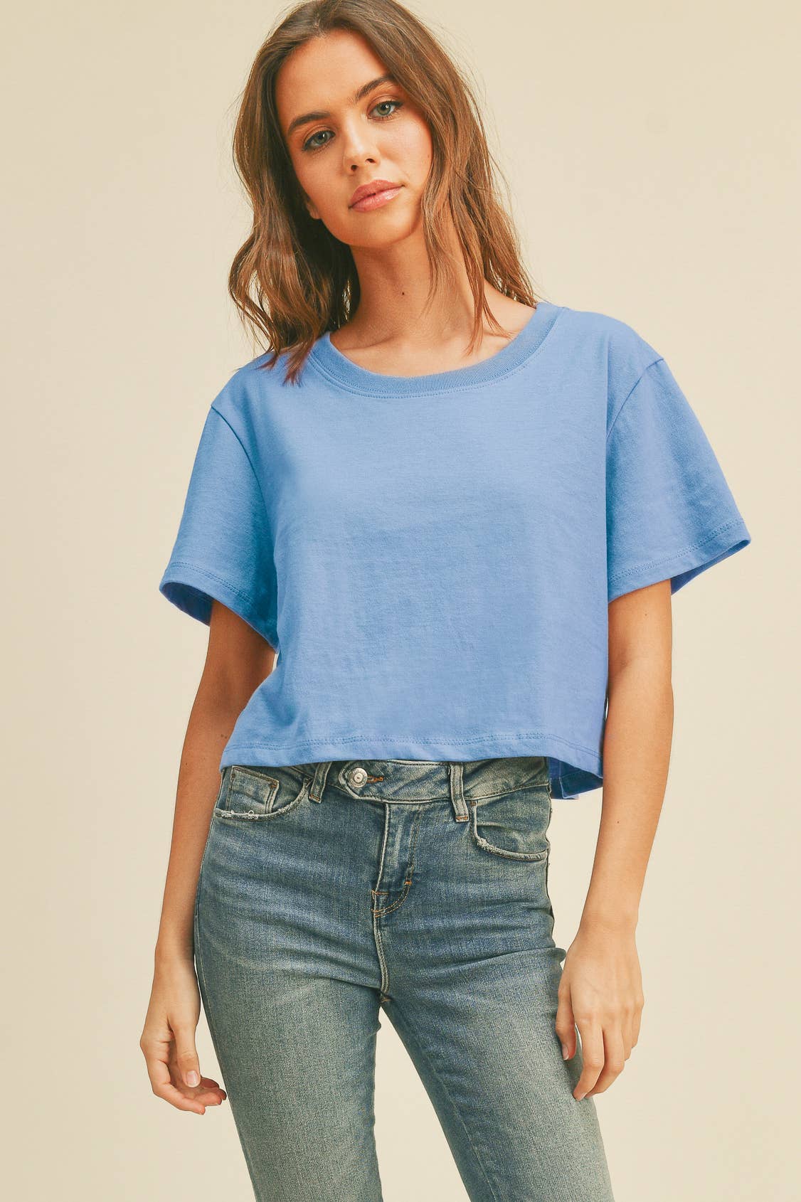 TSTW1003WS Premium Garment Washed Blank Boxy Crop Tee