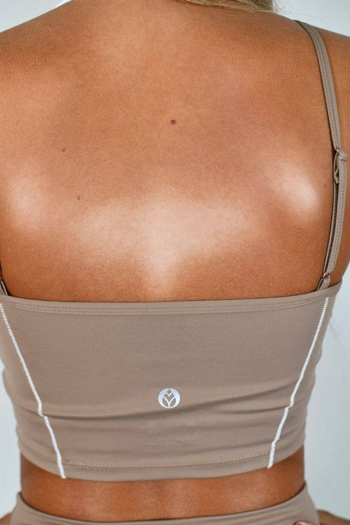 Outline Cropped Contrast Tank - Cocoa