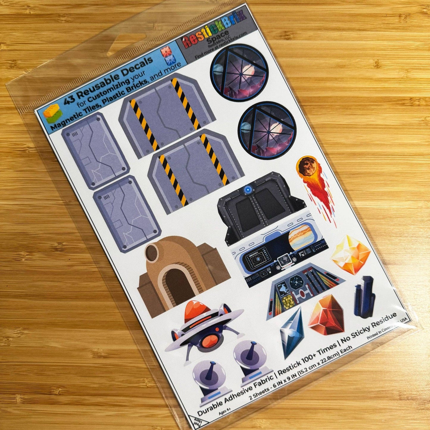 Reusable Decals for Magnetic Tiles & Bricks - Space