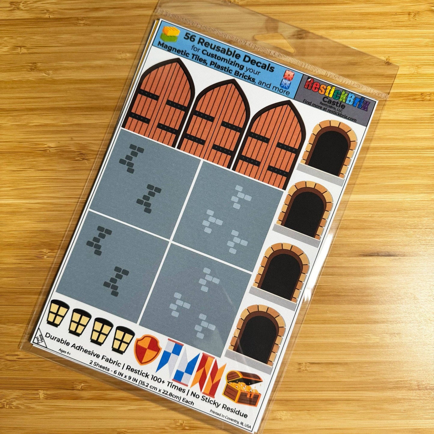 Reusable Decals for Magnetic Tiles & Bricks - Castle