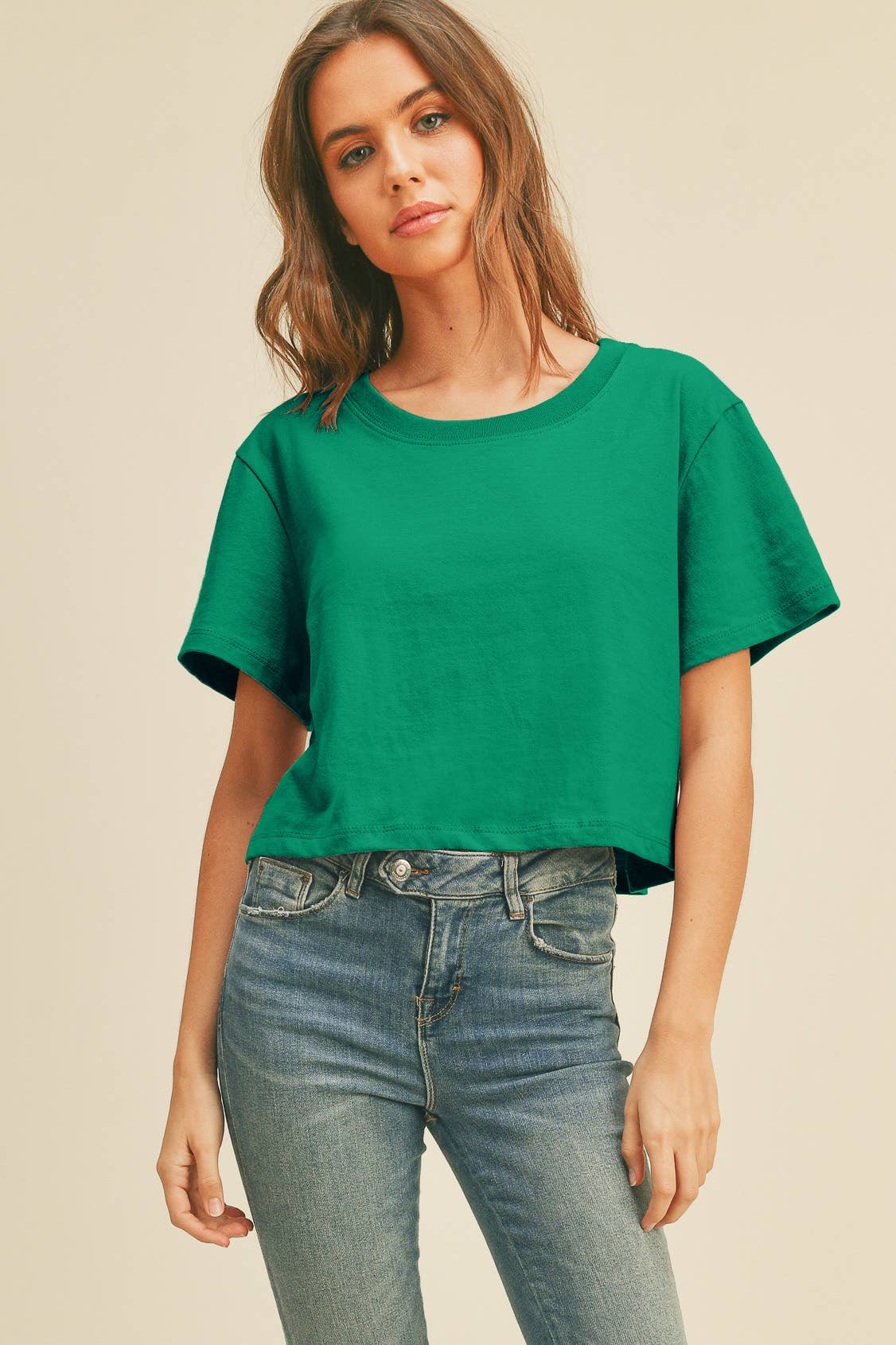 TSTW1003WS Premium Garment Washed Blank Boxy Crop Tee