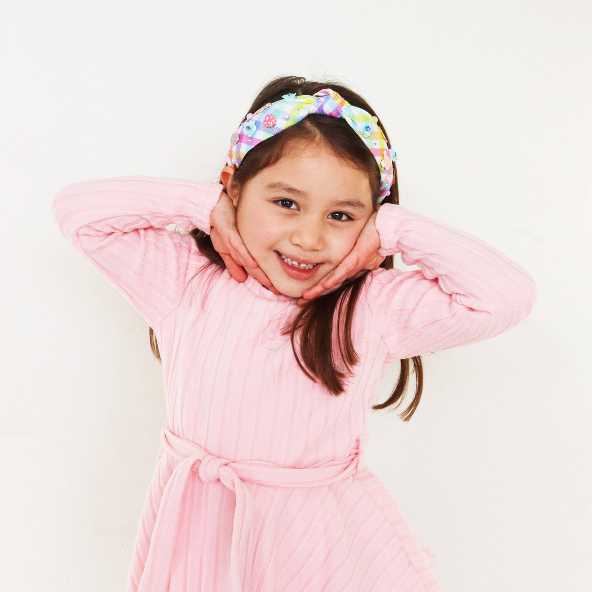 Easter Knotted Headband - Plaid Knot Hair Band for Kids Girls
