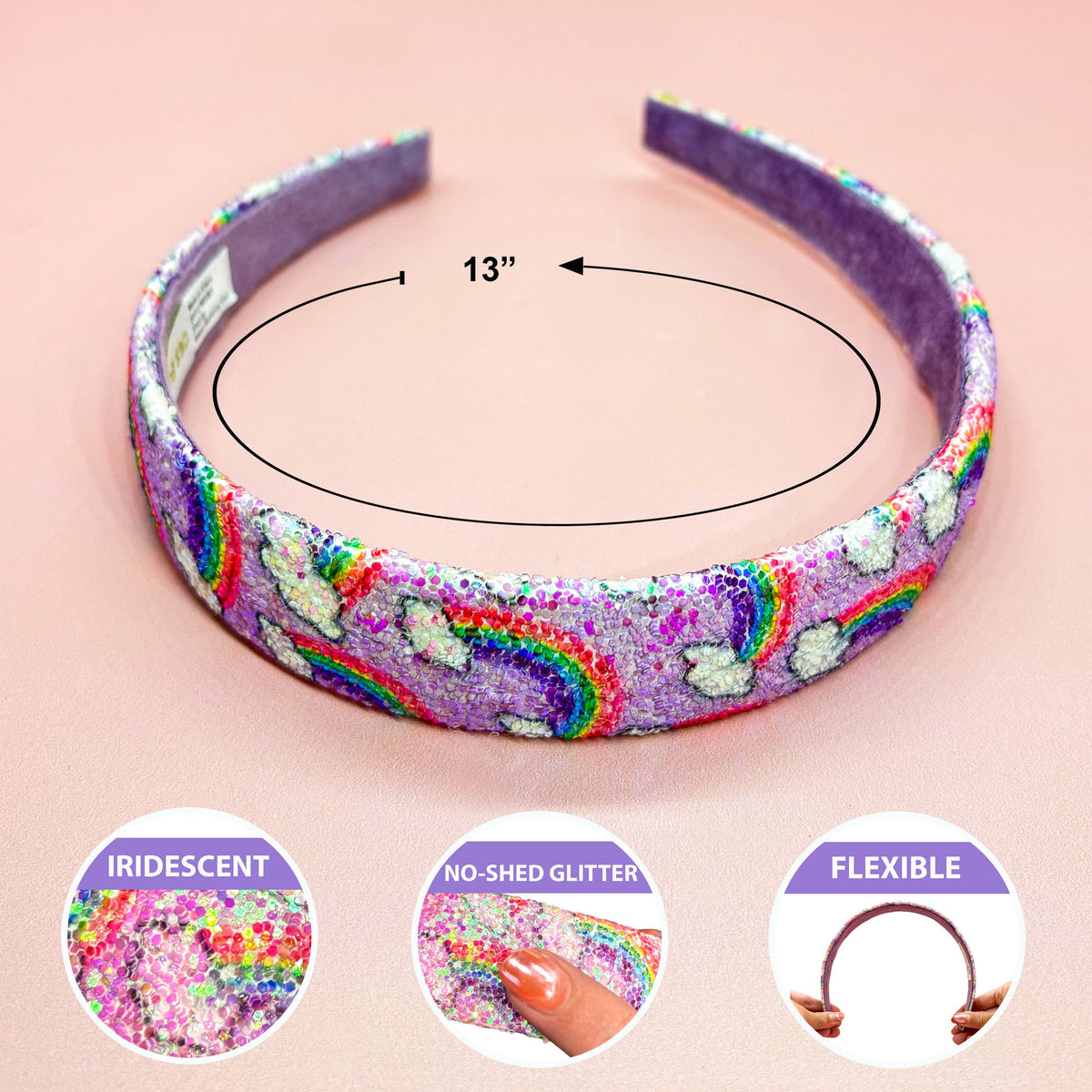 Rainbow Glitter Headband - Kids Hair Accessories