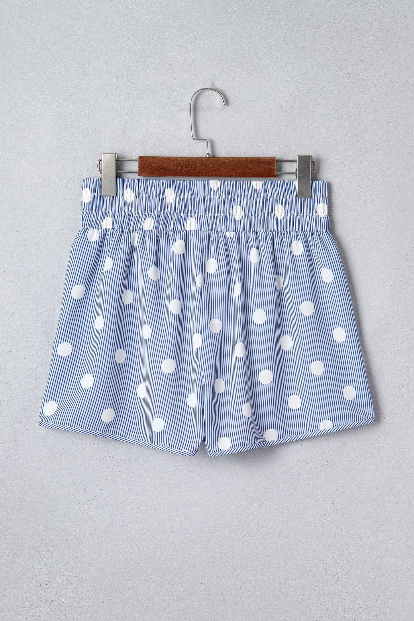 PRETTY BASH Polka Dot Shirred High Waist Shorts