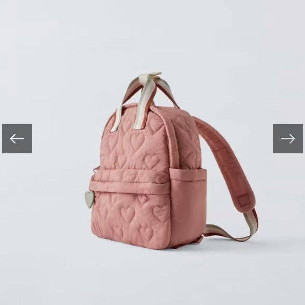 Embroidered Heart Fleece-Insulated Backpack with Multiple Compartments