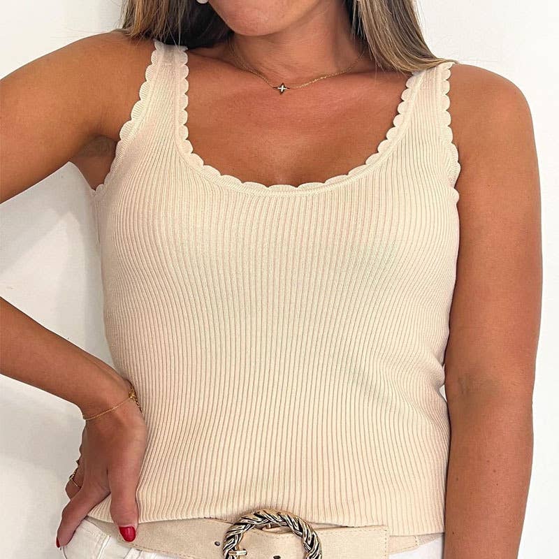 Ribbed Knit Casual Vest Camisole Top
