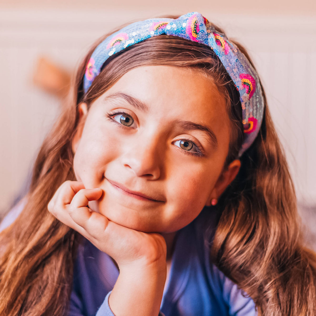 Kids Sequin Knot Headband - Rainbow