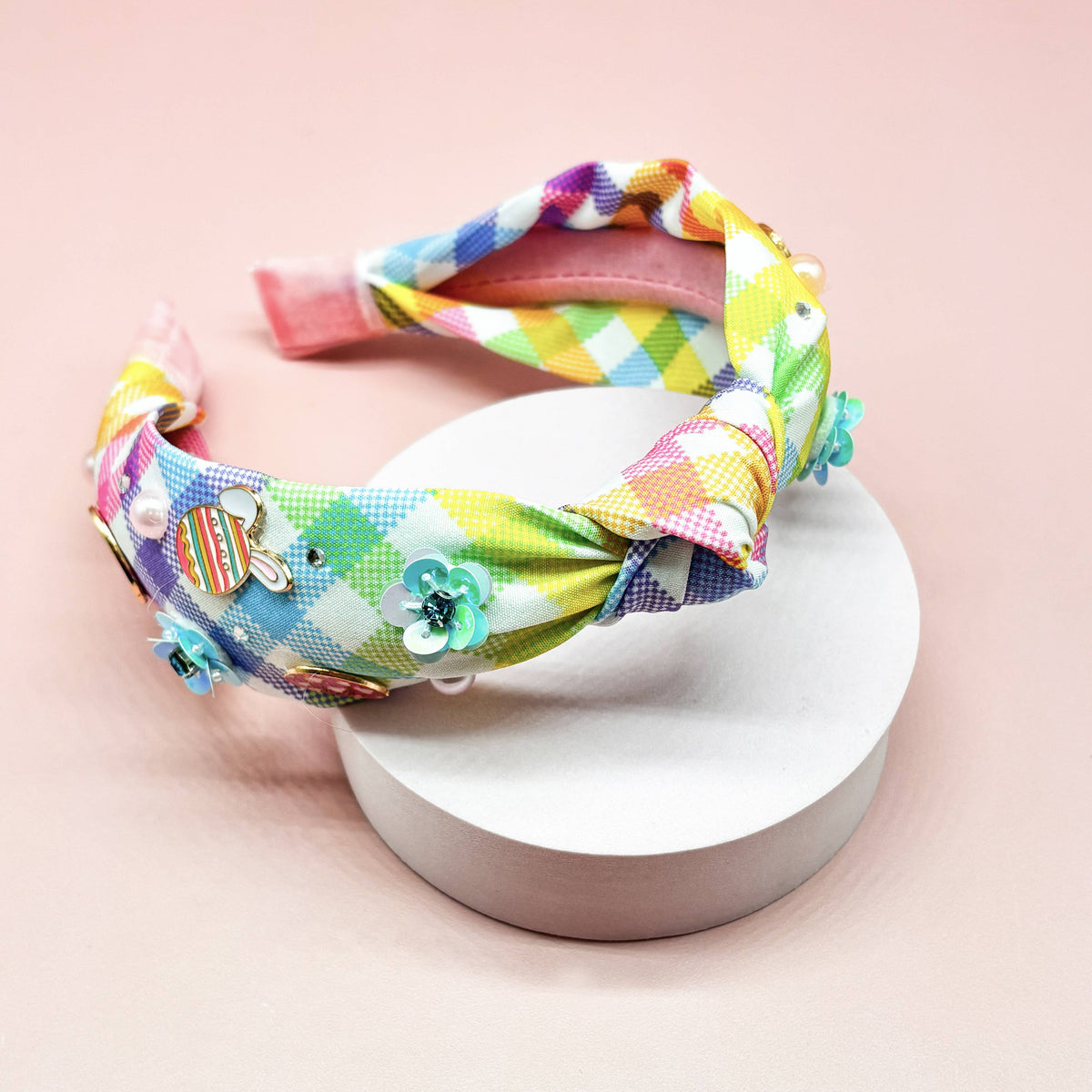Easter Knotted Headband - Plaid Knot Hair Band for Kids Girls