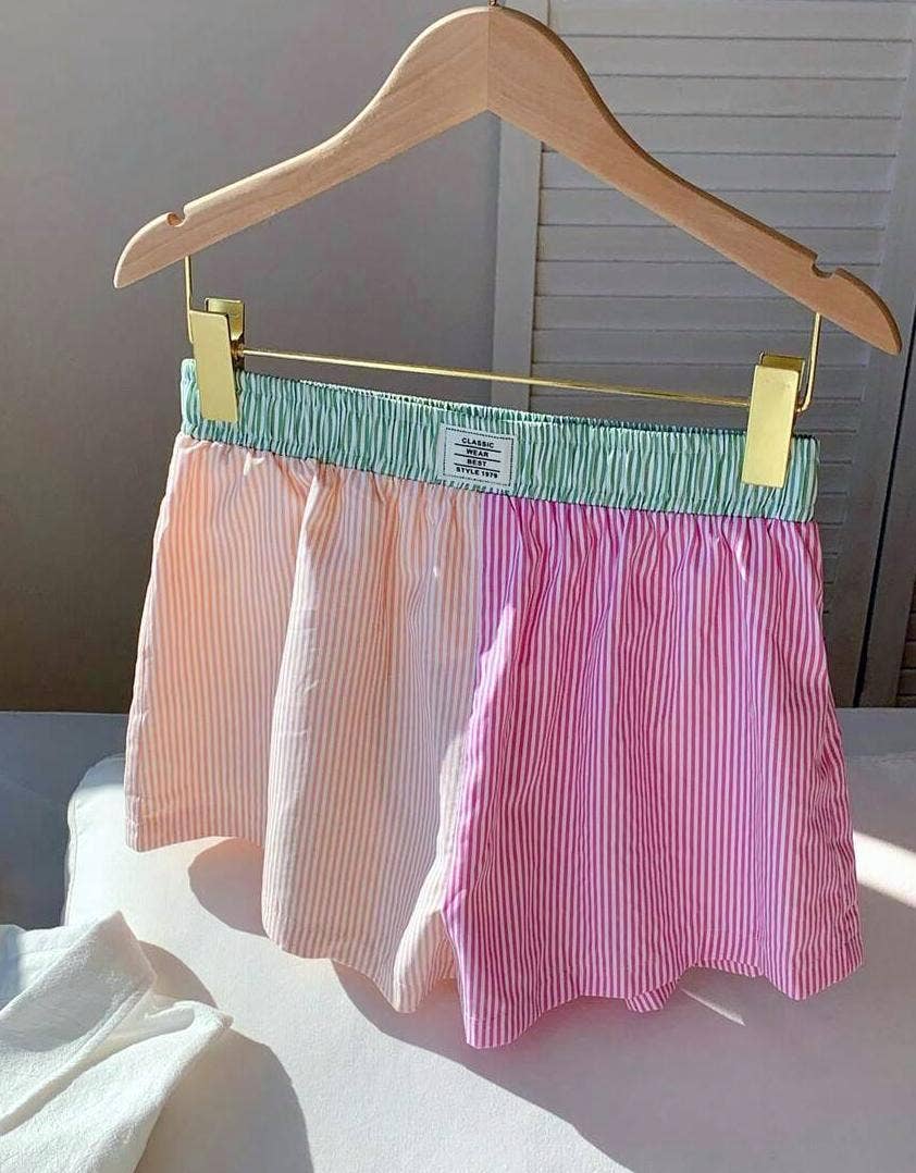 Beach colourblock striped boxer shorts