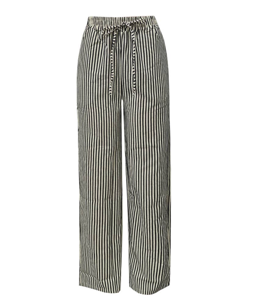 Boho Chic Stripe Print Wide Leg Drawstring Pants