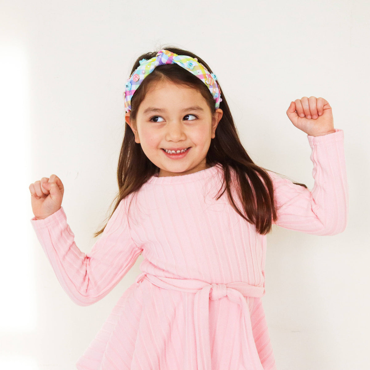 Easter Knotted Headband - Plaid Knot Hair Band for Kids Girls