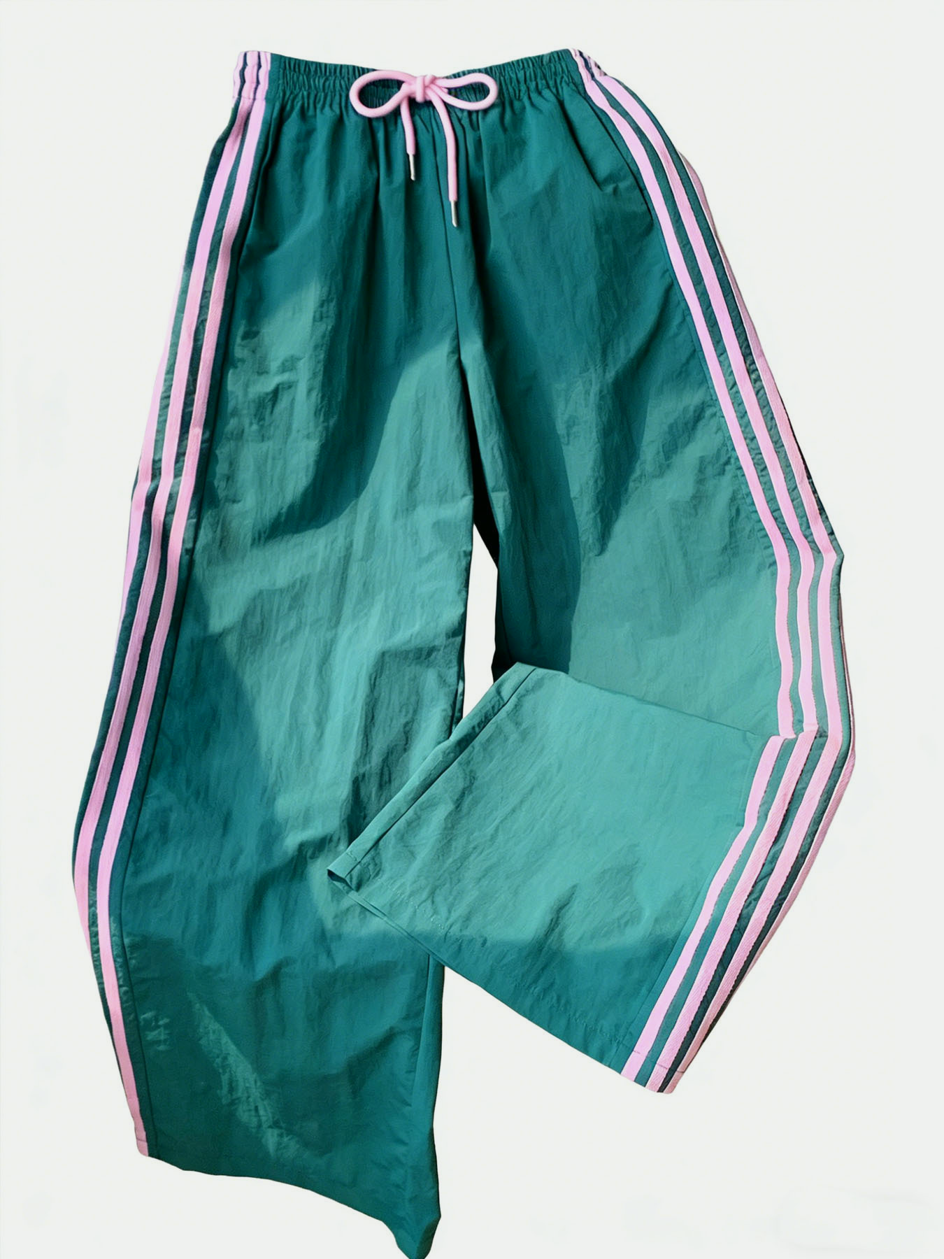 Drawstring track pants color-block striped wide-leg pants