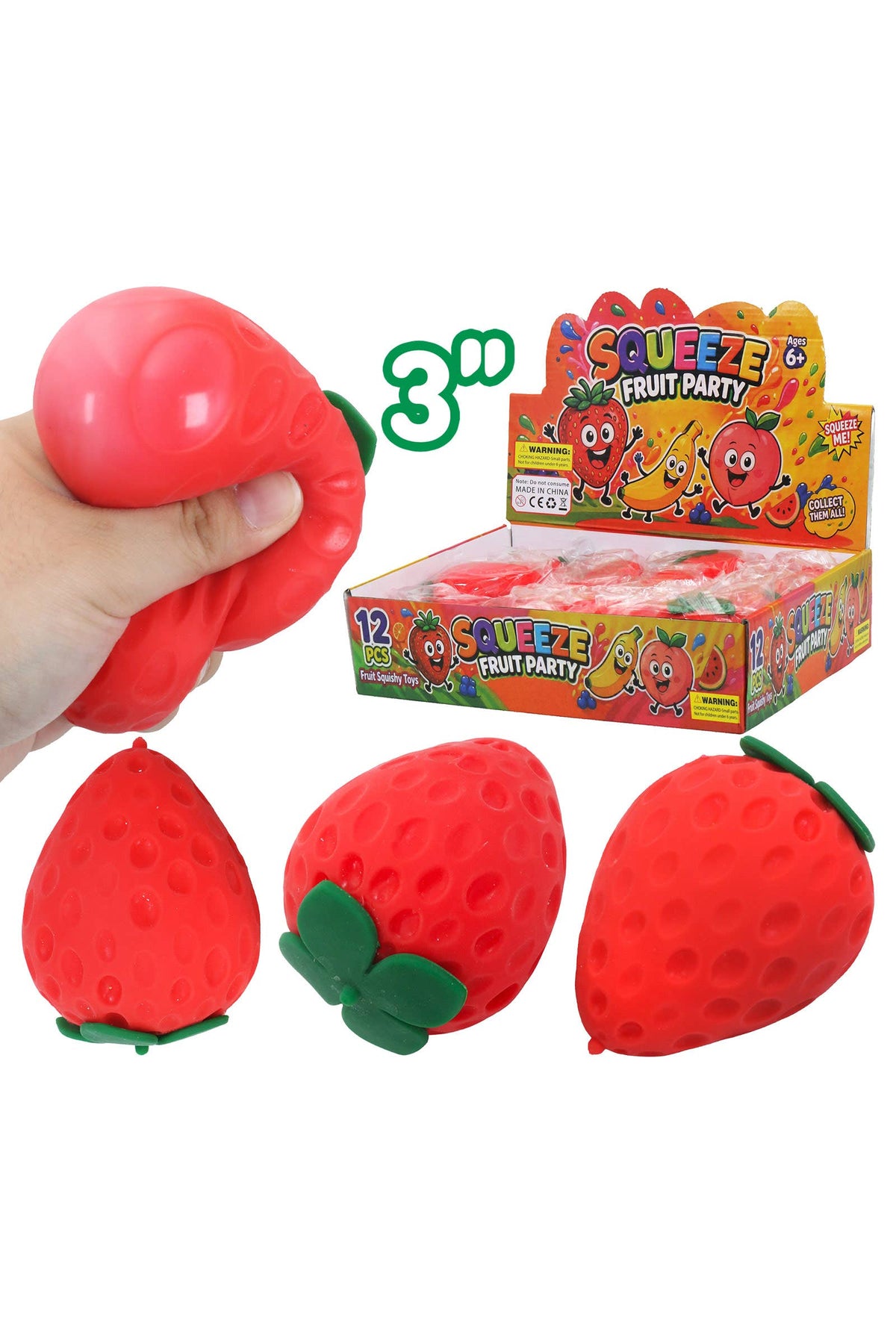 Strawberry Fluffy Slime Filled TPR Squishy Toy