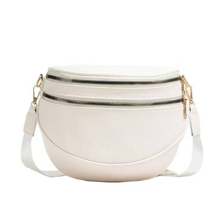 Sabrina Double Zip Leather Crescent Sling