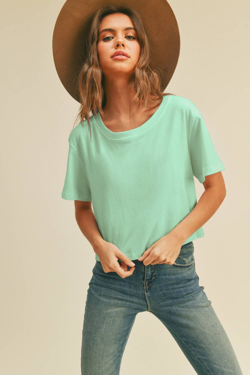 TSTW1003WS Premium Garment Washed Blank Boxy Crop Tee
