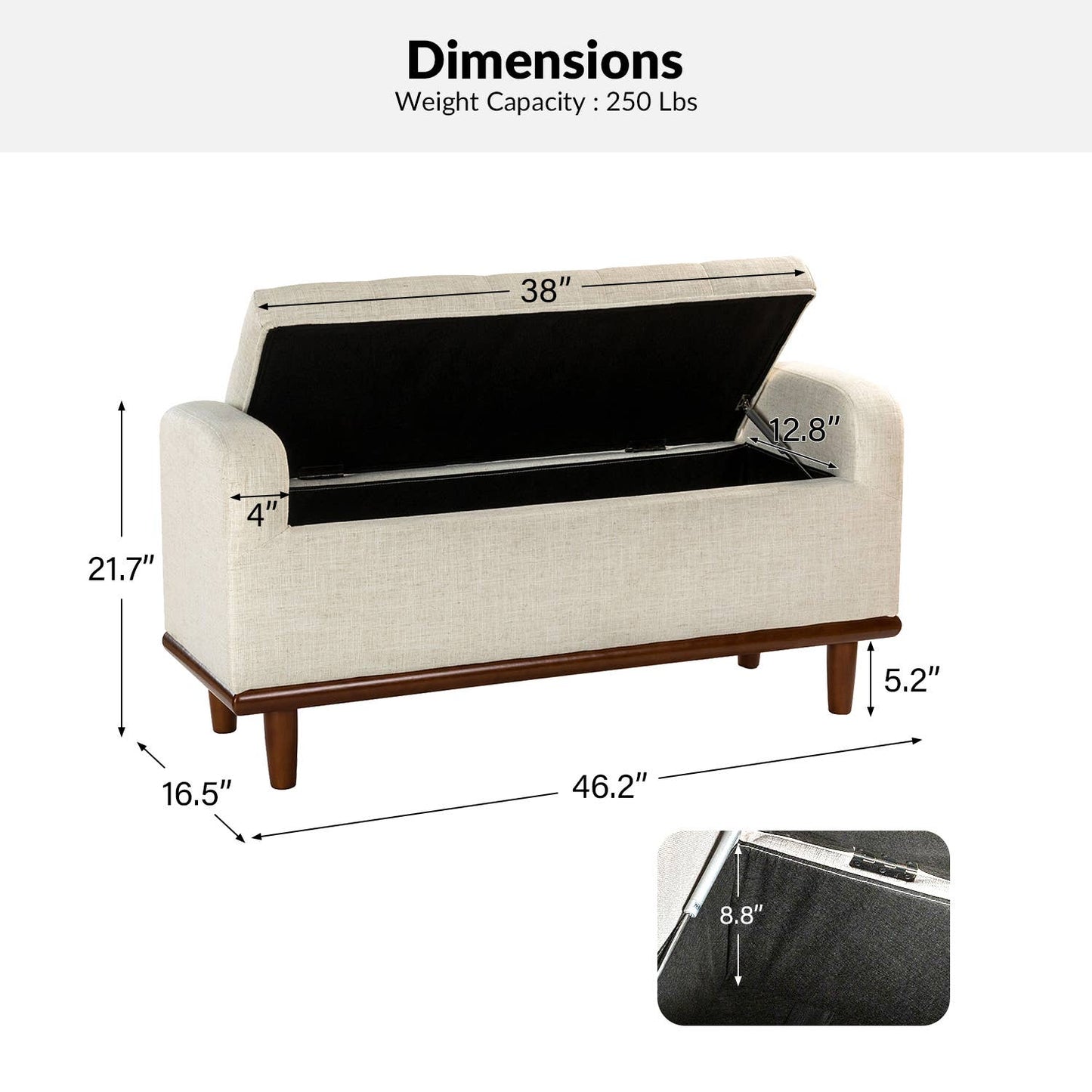 Jason Upholstered Flip Top Storage Bench