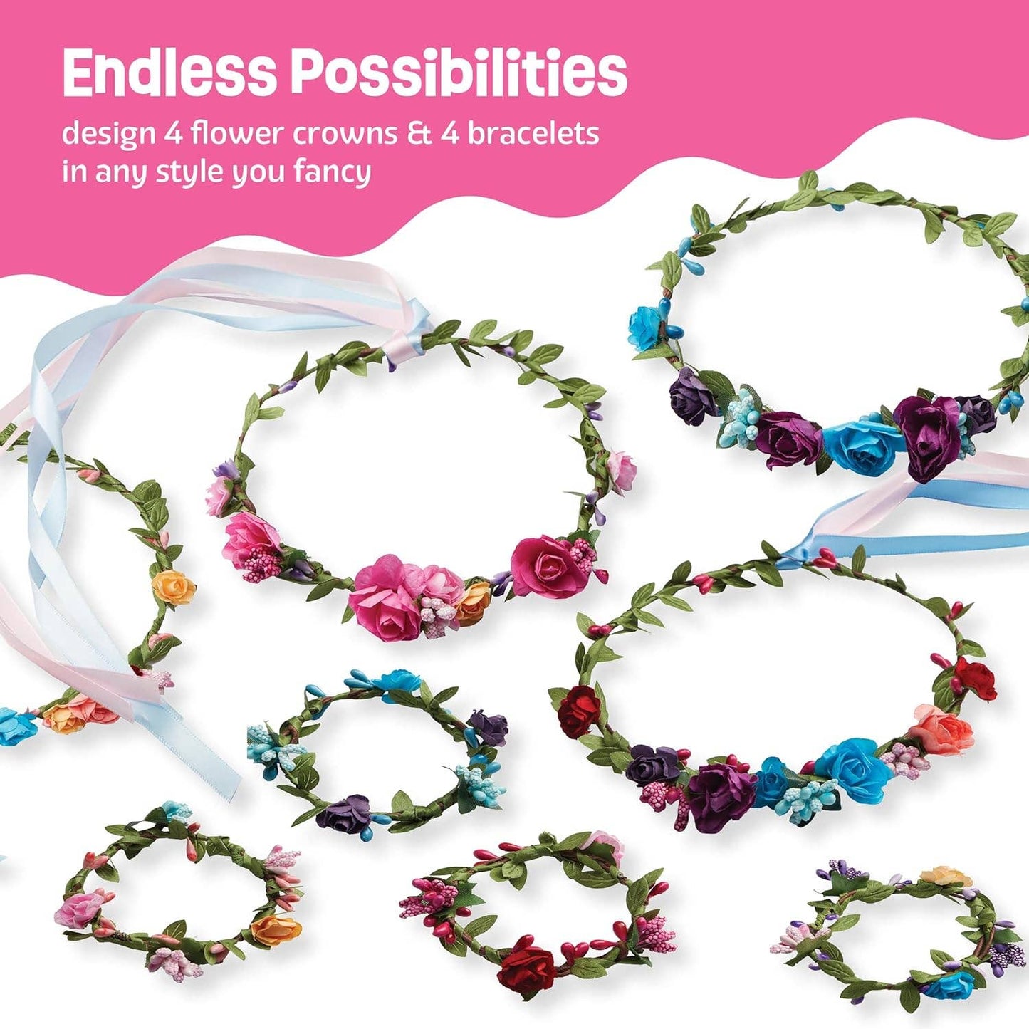 Flower Crowns & Bracelet Making Kit for Girls