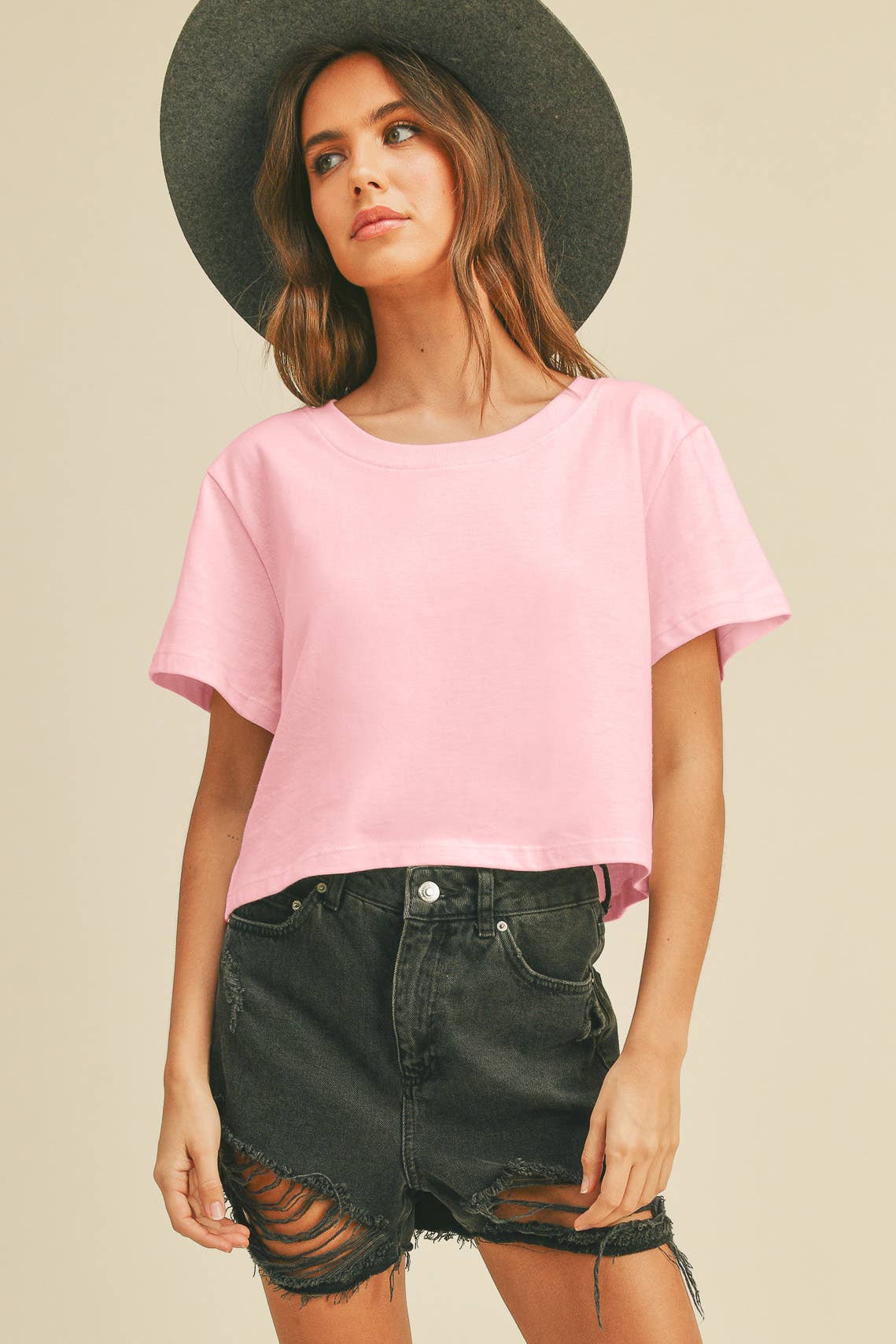 TSTW1003WS Premium Garment Washed Blank Boxy Crop Tee