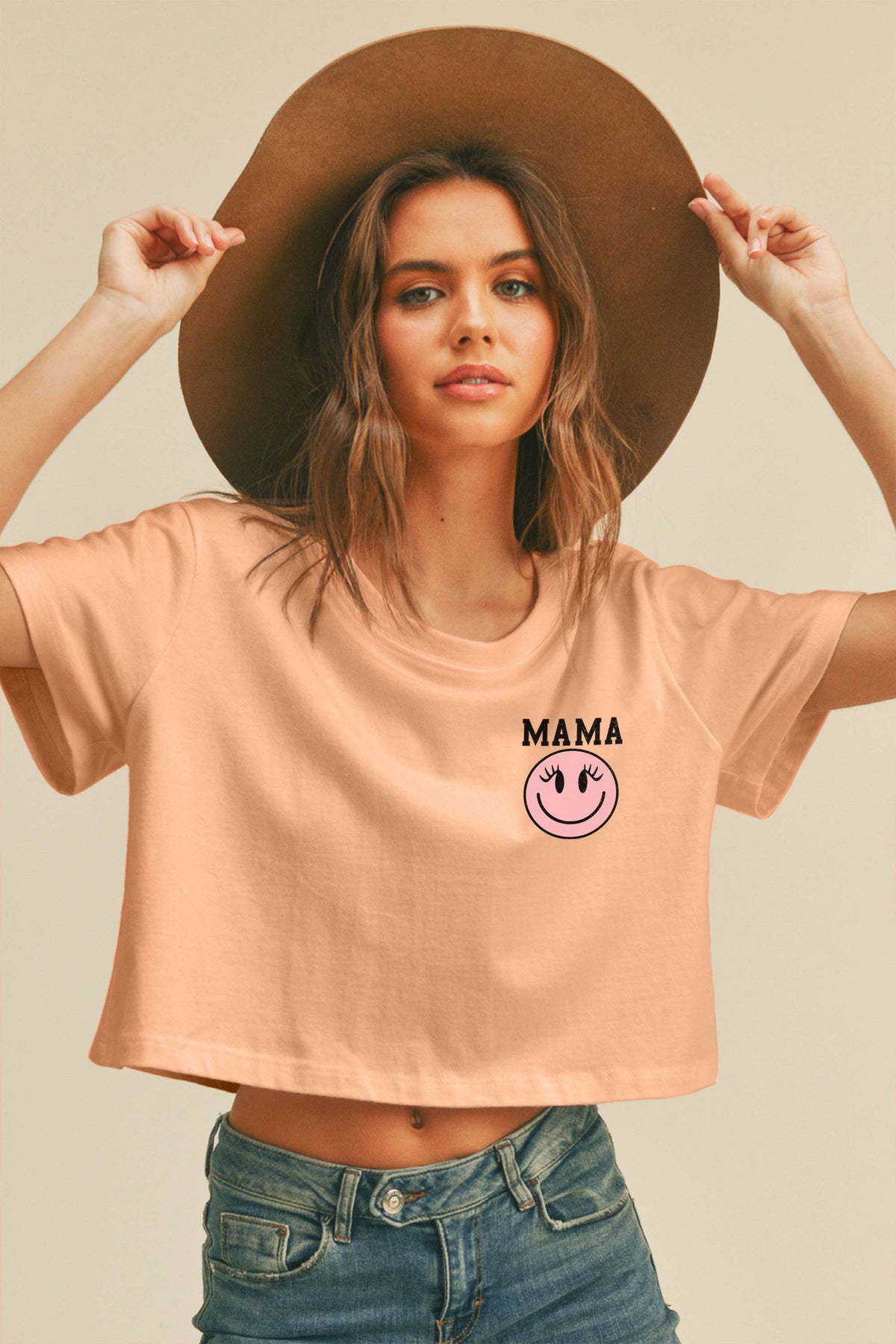 Mama Smile Graphic Short Cropped T-Shirt