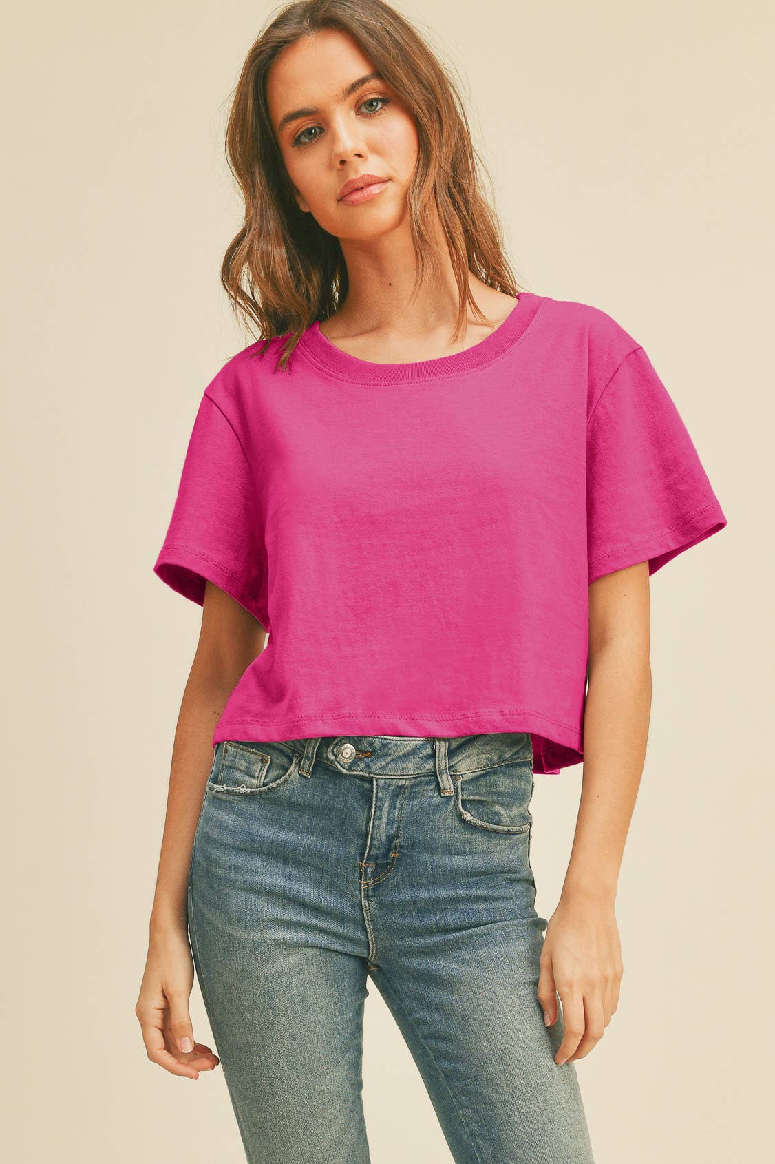 TSTW1003WS Premium Garment Washed Blank Boxy Crop Tee