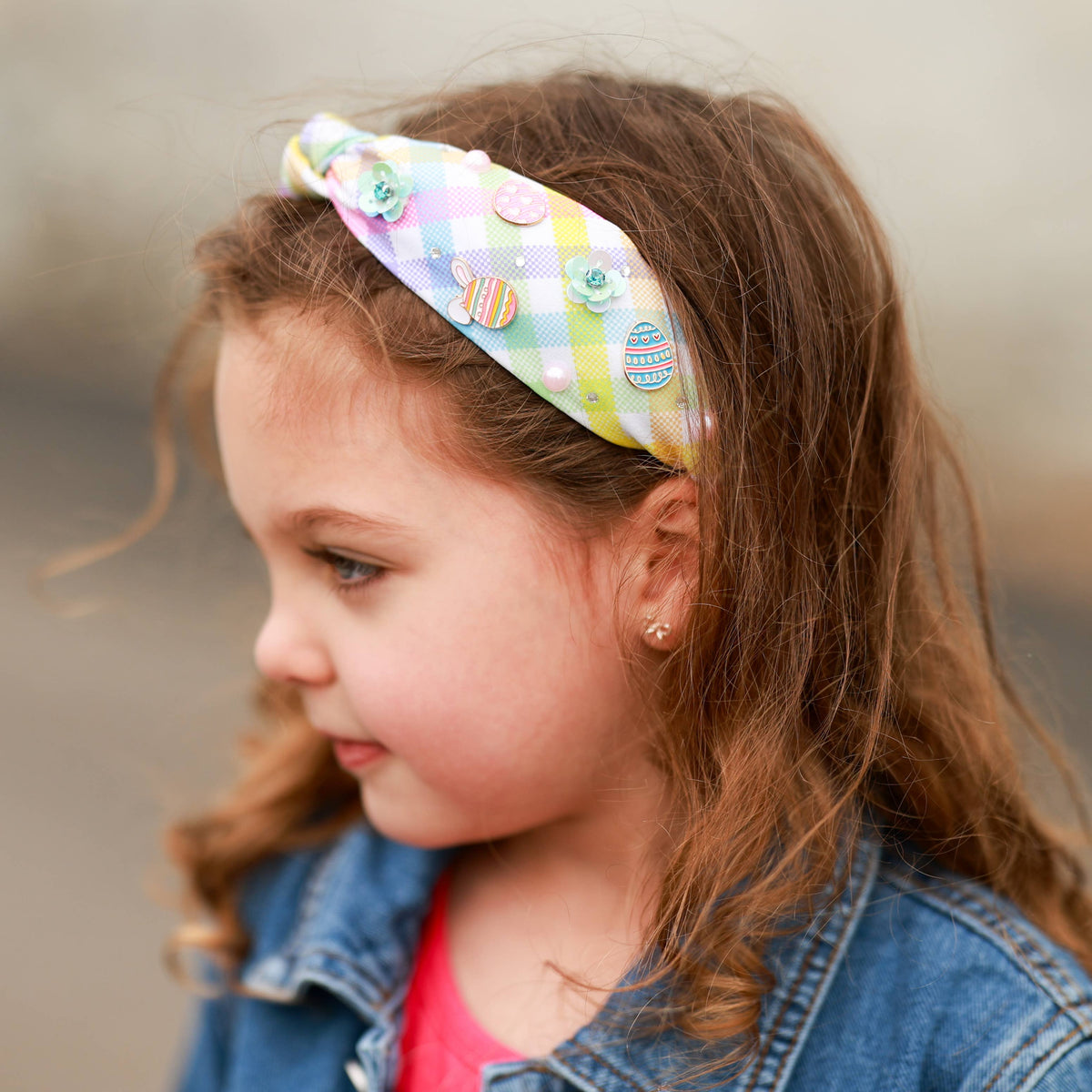 Easter Knotted Headband - Plaid Knot Hair Band for Kids Girls