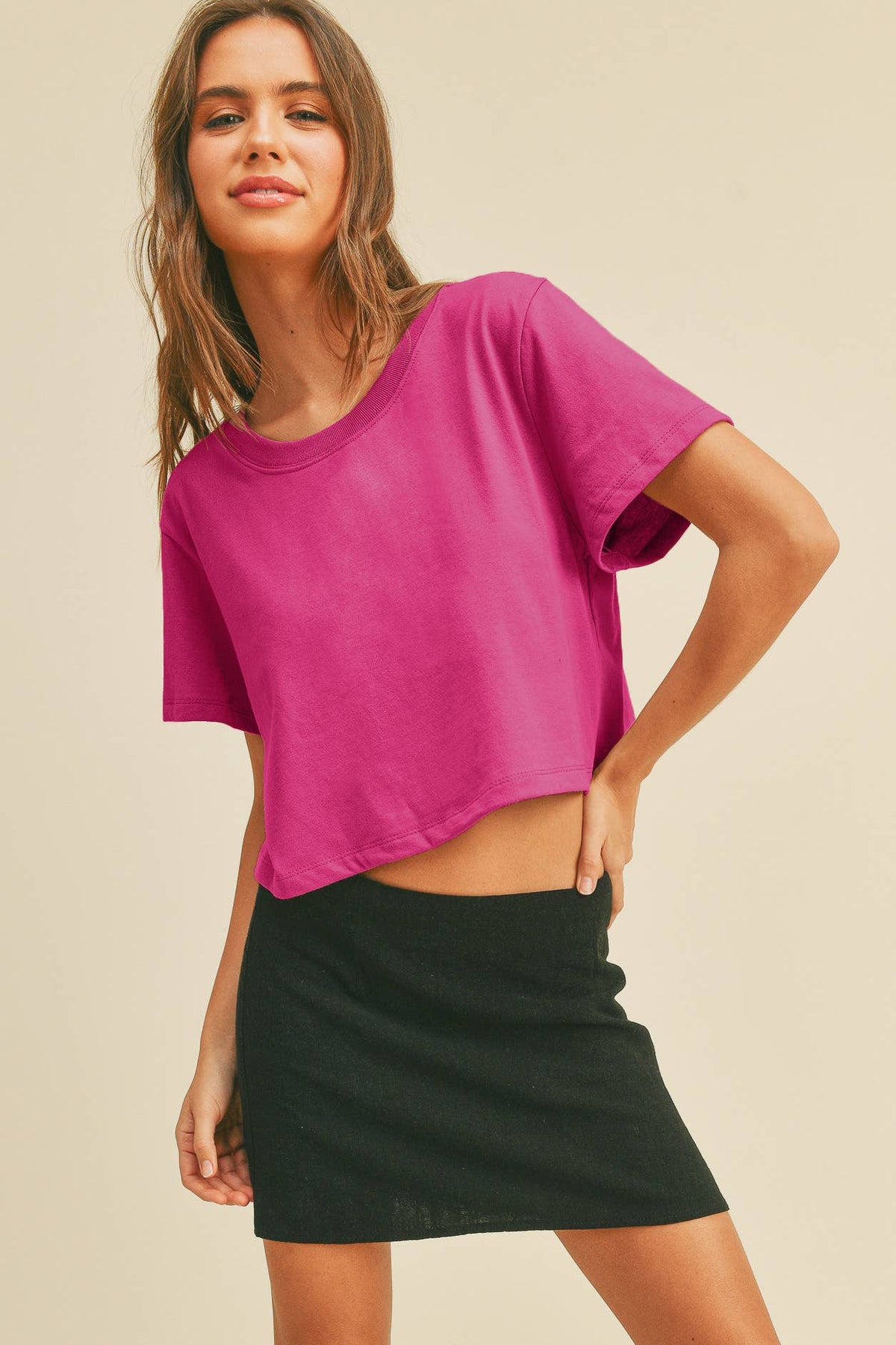 TSTW1003WS Premium Garment Washed Blank Boxy Crop Tee