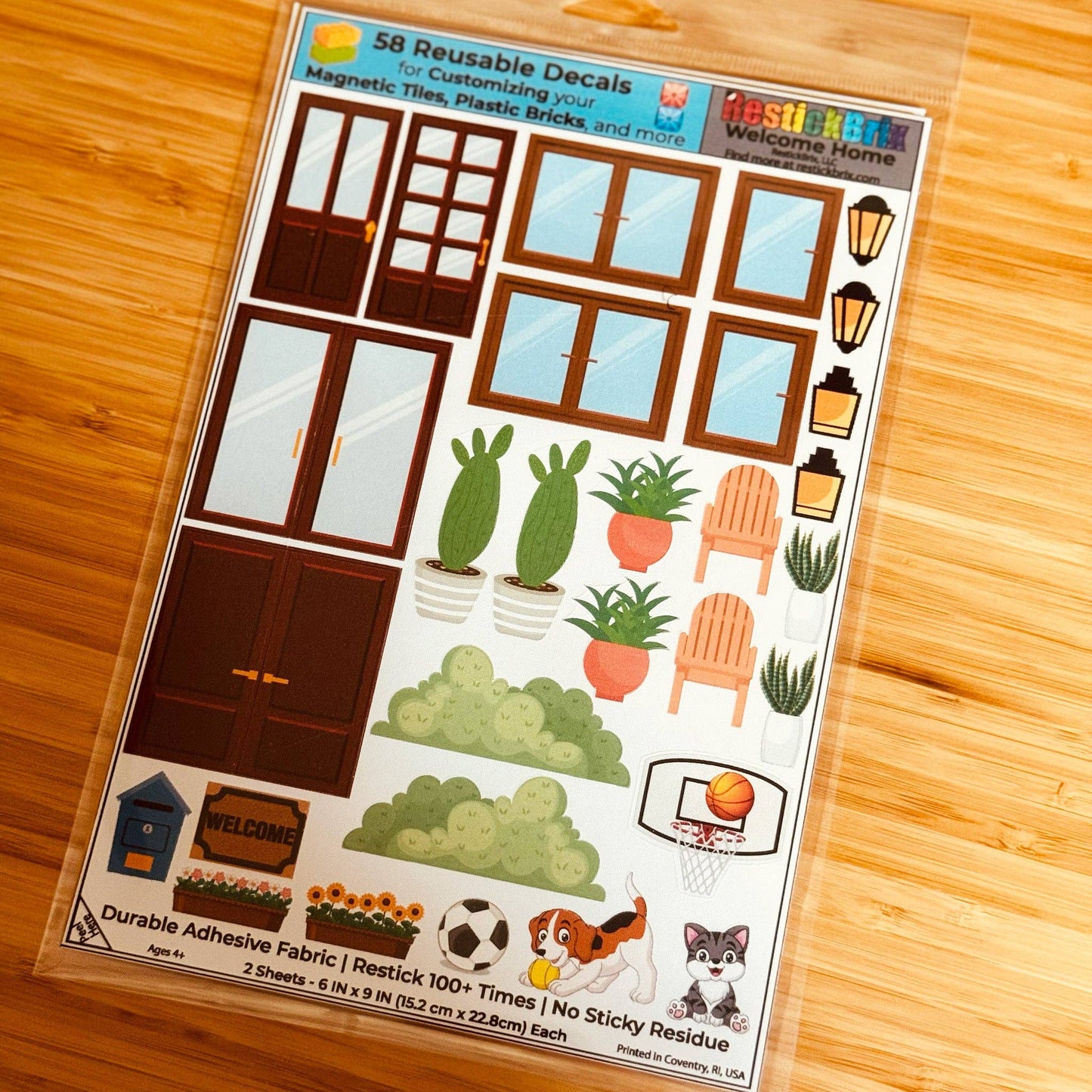 Reusable Decals for Magnetic Tiles & Bricks - Welcome Home